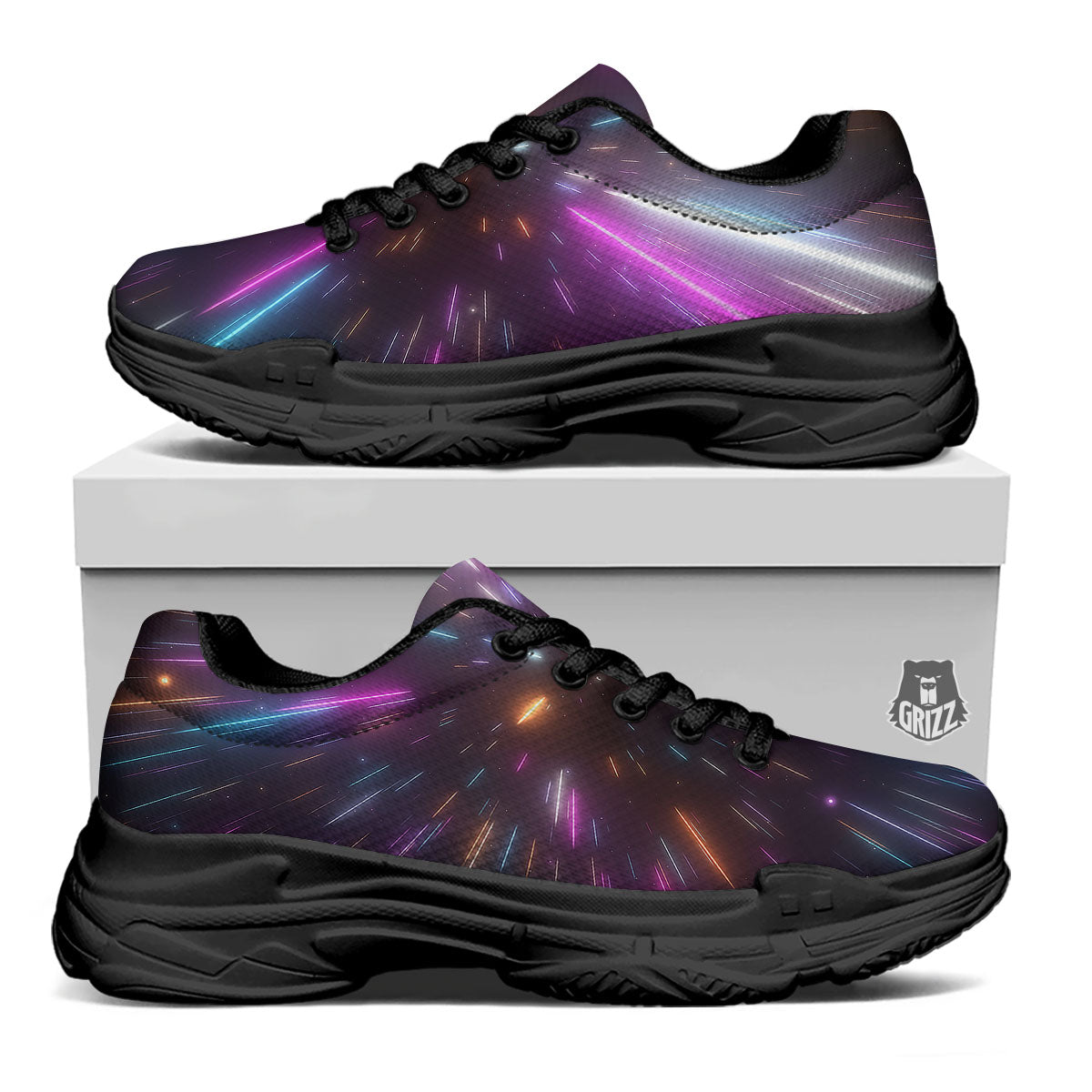 Lightspeed Hyperspace Print Black Chunky Shoes-grizzshop