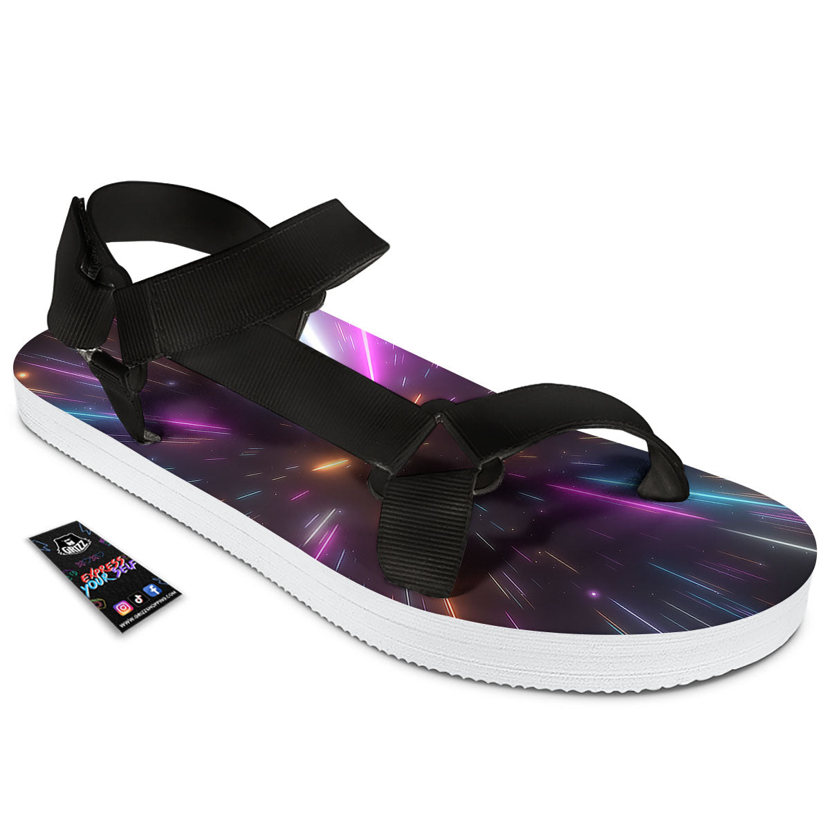 Lightspeed Hyperspace Print Black Open Toe Sandals-grizzshop