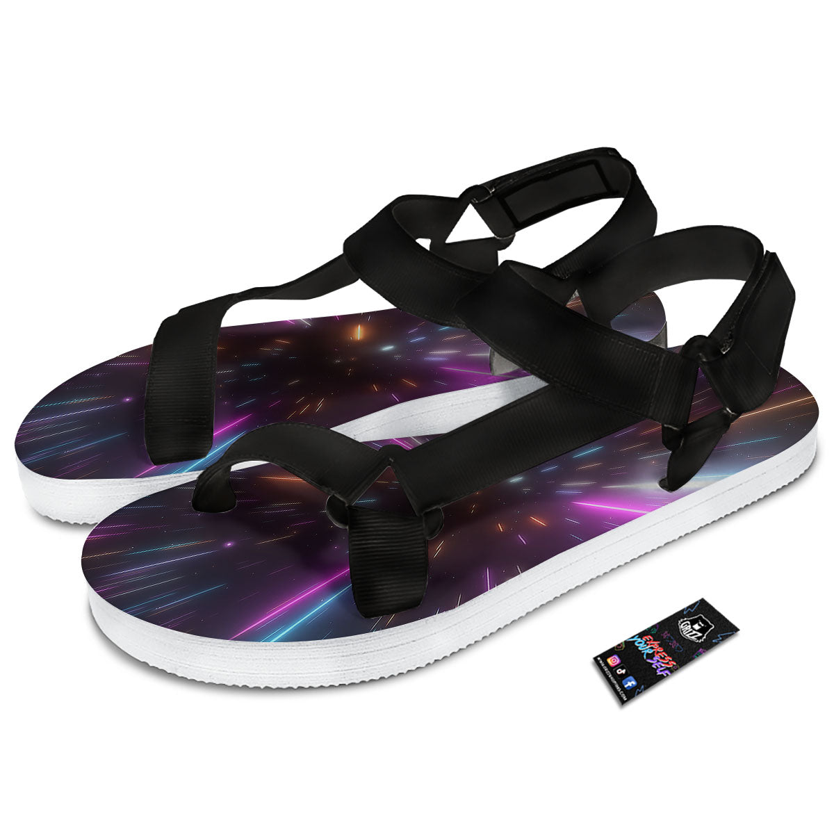 Lightspeed Hyperspace Print Black Open Toe Sandals-grizzshop