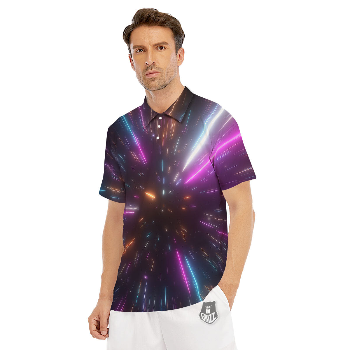Lightspeed Hyperspace Print Men's Golf Shirts-grizzshop