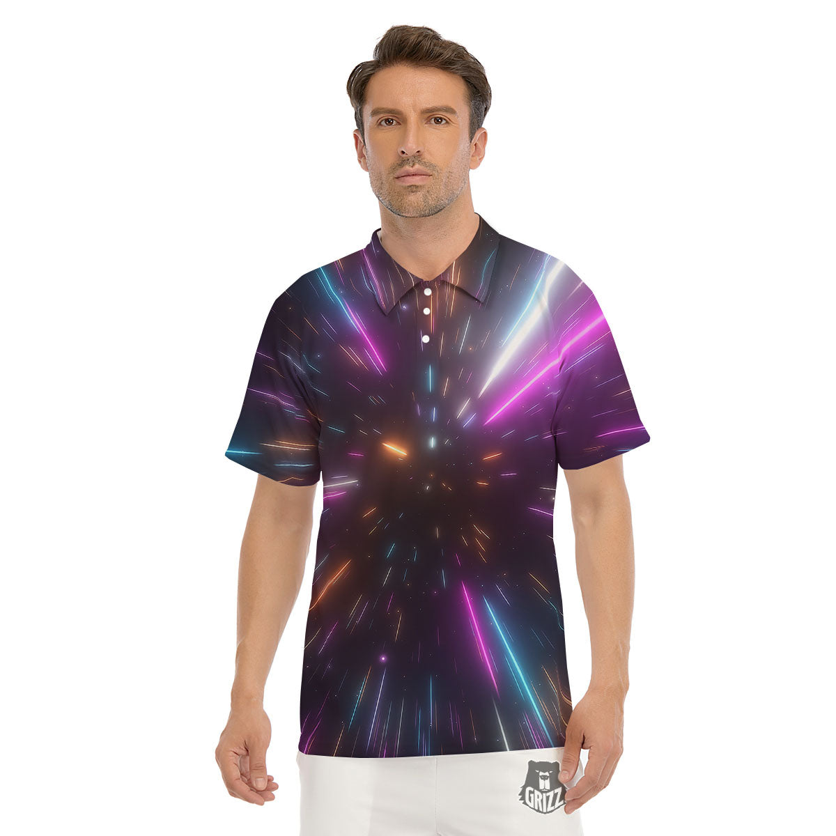 Lightspeed Hyperspace Print Men's Golf Shirts-grizzshop