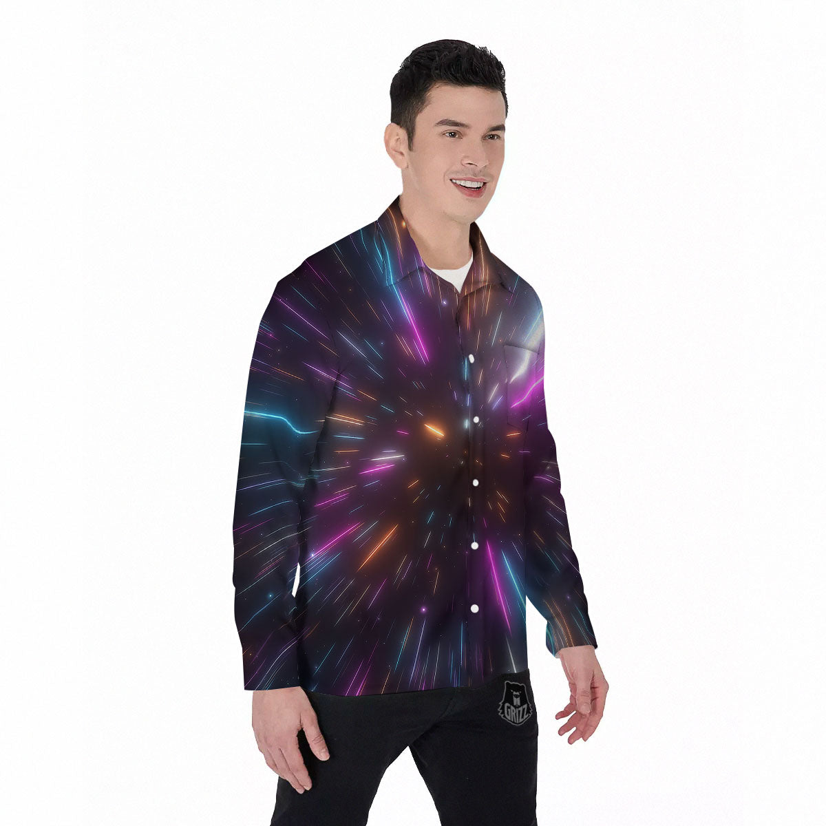 Lightspeed Hyperspace Print Men's Long Sleeve Shirts-grizzshop
