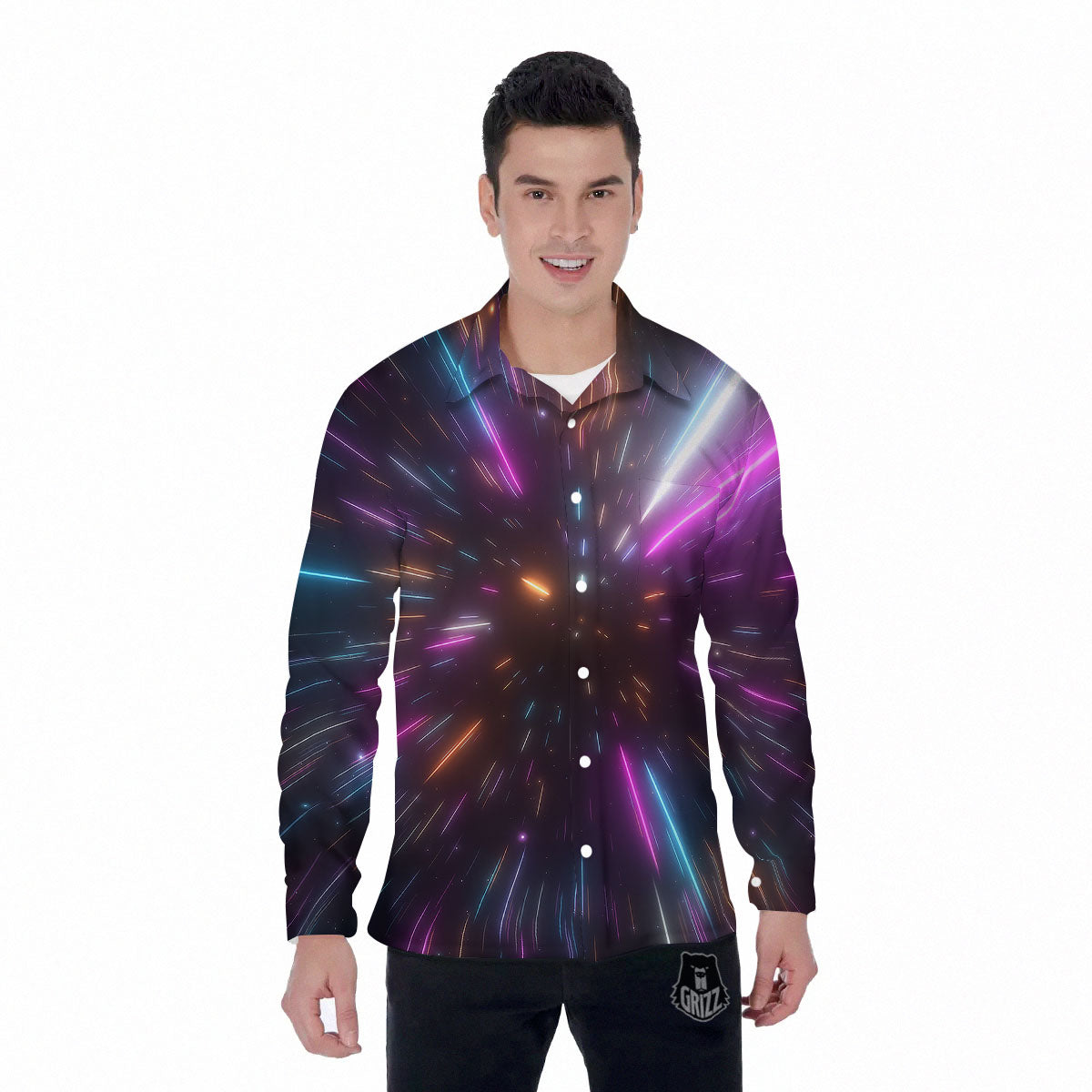 Lightspeed Hyperspace Print Men's Long Sleeve Shirts-grizzshop