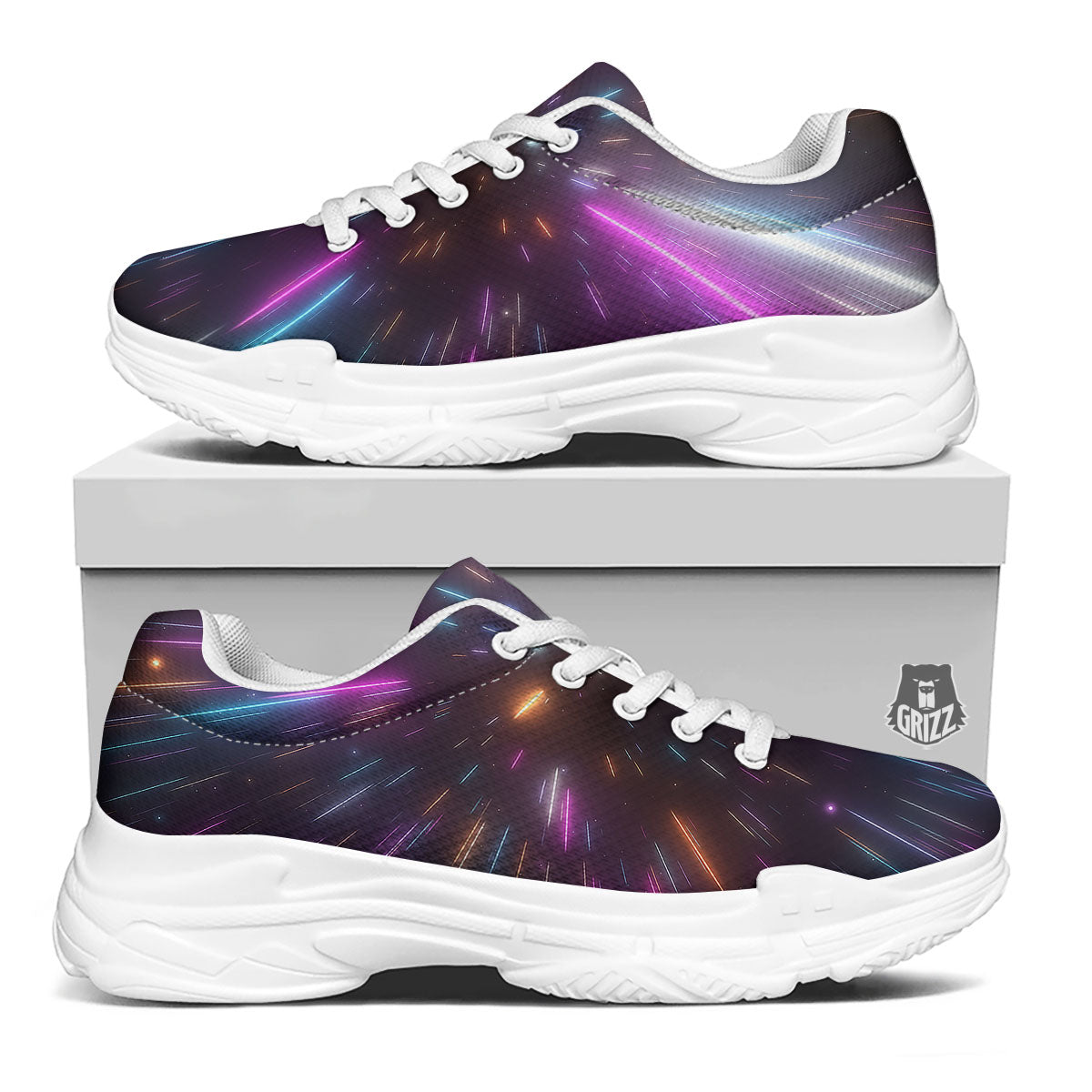 Lightspeed Hyperspace Print White Chunky Shoes-grizzshop