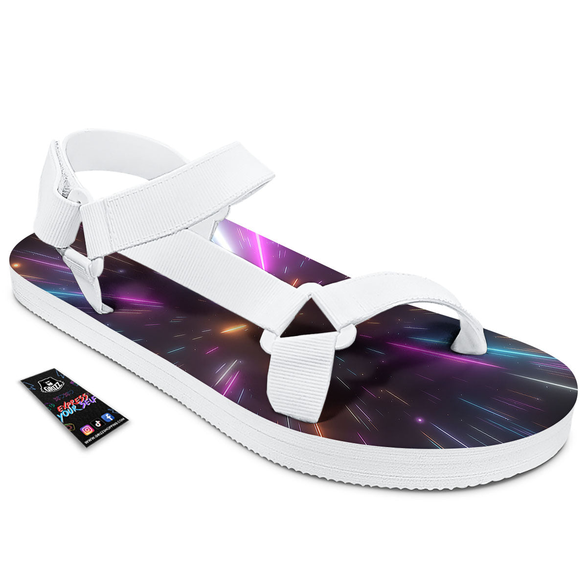 Lightspeed Hyperspace Print White Open Toe Sandals-grizzshop