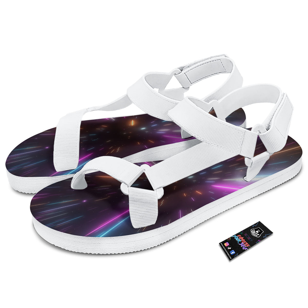 Lightspeed Hyperspace Print White Open Toe Sandals-grizzshop