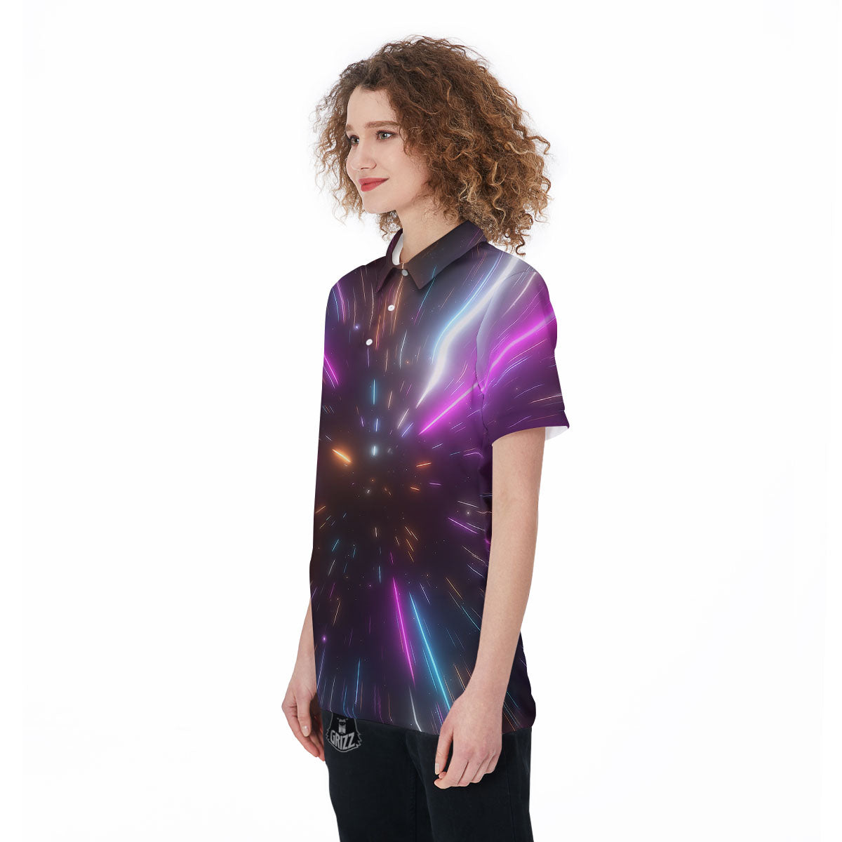 Lightspeed Hyperspace Print Women's Golf Shirts-grizzshop