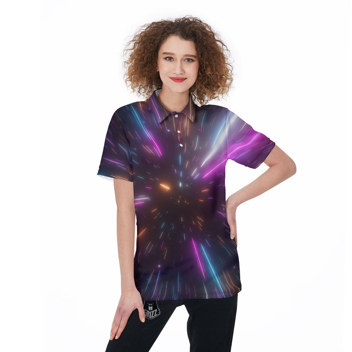 Lightspeed Hyperspace Print Women's Golf Shirts-grizzshop