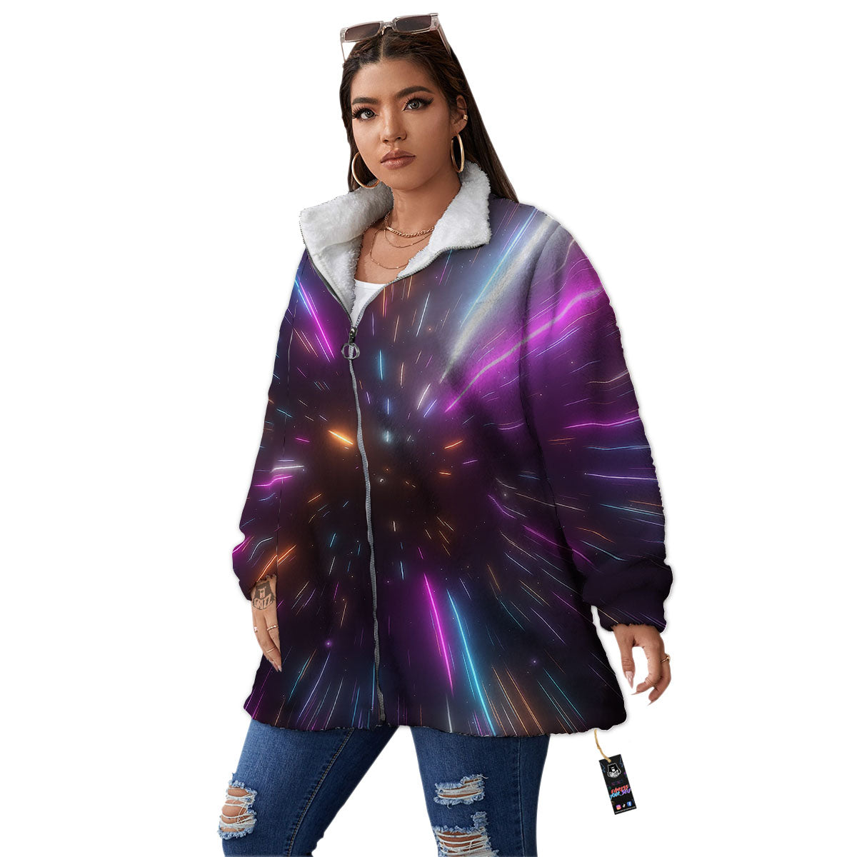 Lightspeed Hyperspace Print Women's Sherpa Jacket-grizzshop