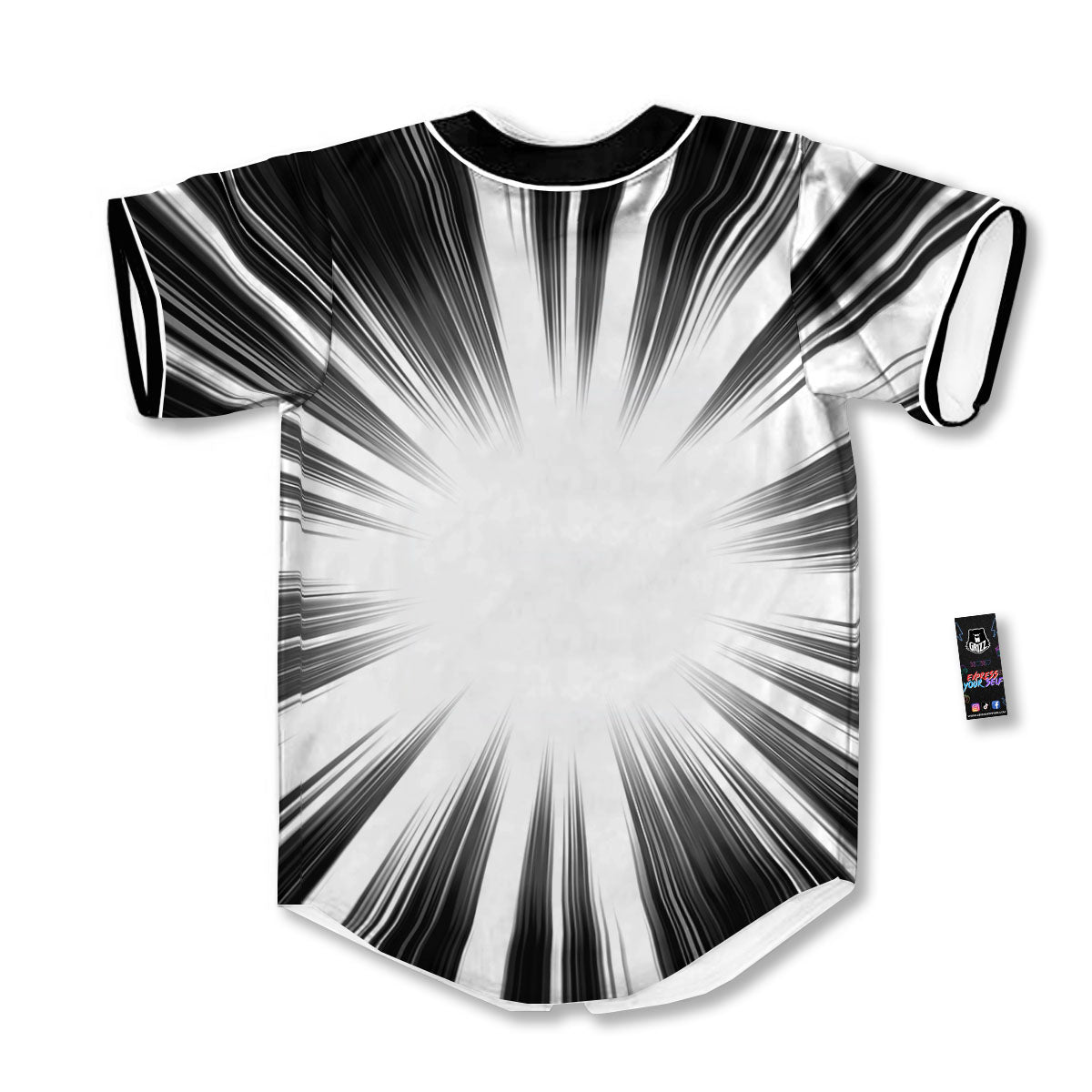 Lightspeed White And Black Print Baseball Jersey-grizzshop