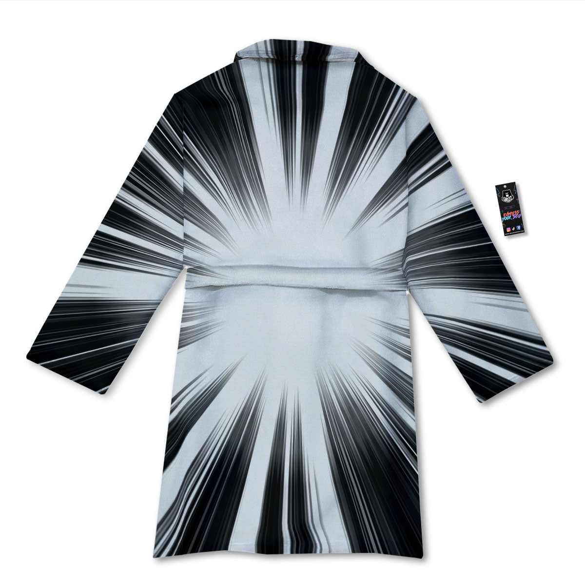 Lightspeed White And Black Print Bathrobe-grizzshop