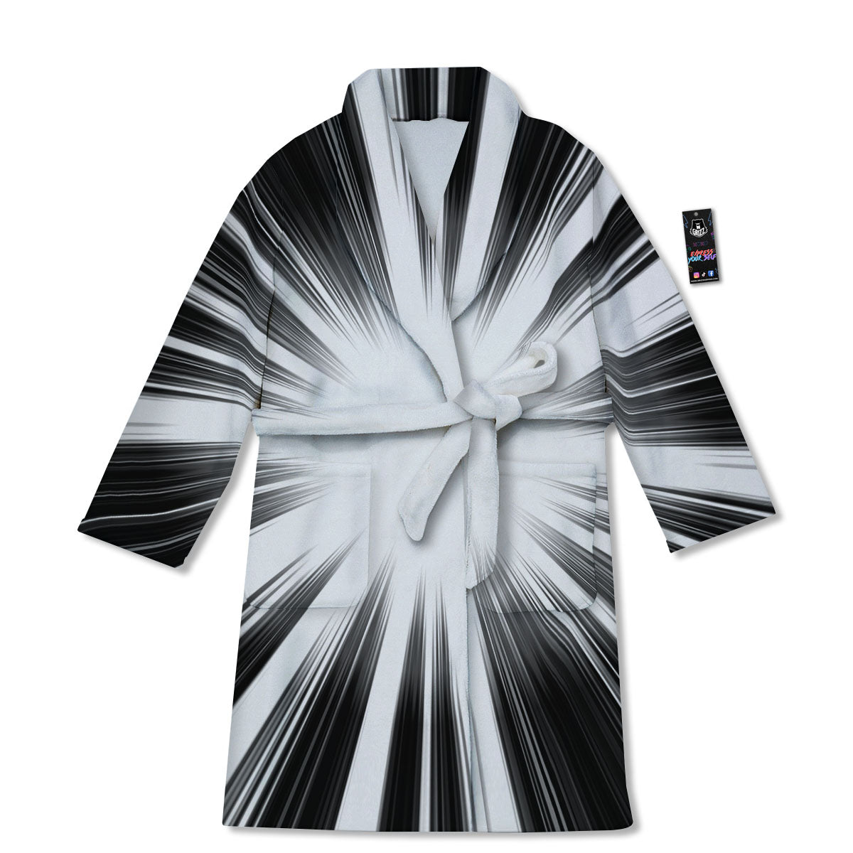 Lightspeed White And Black Print Bathrobe-grizzshop