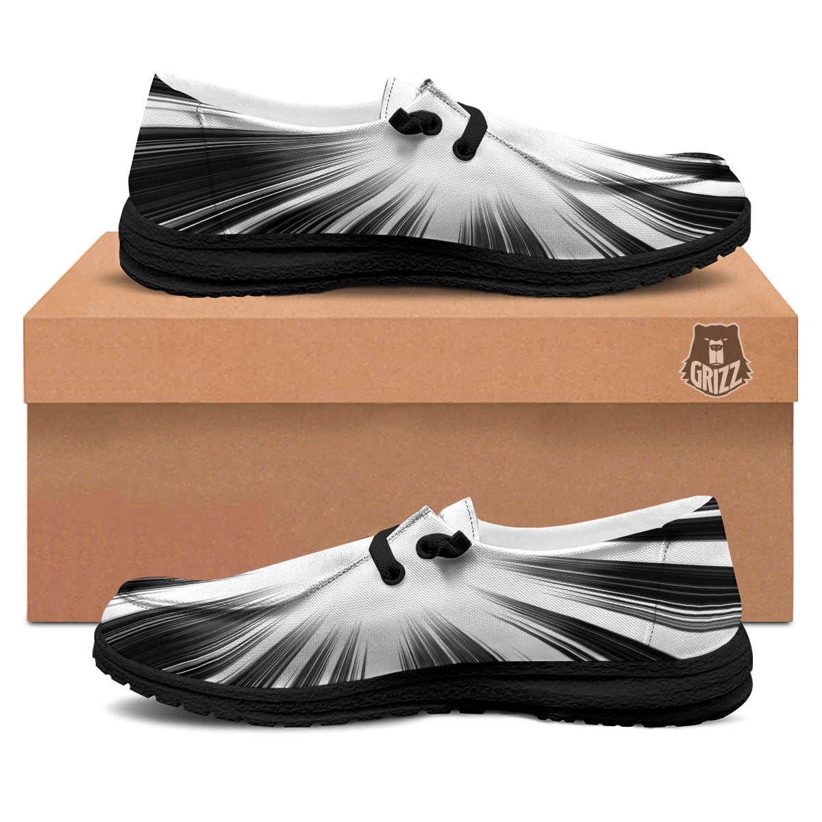 Lightspeed White And Black Print Black Loafers-grizzshop