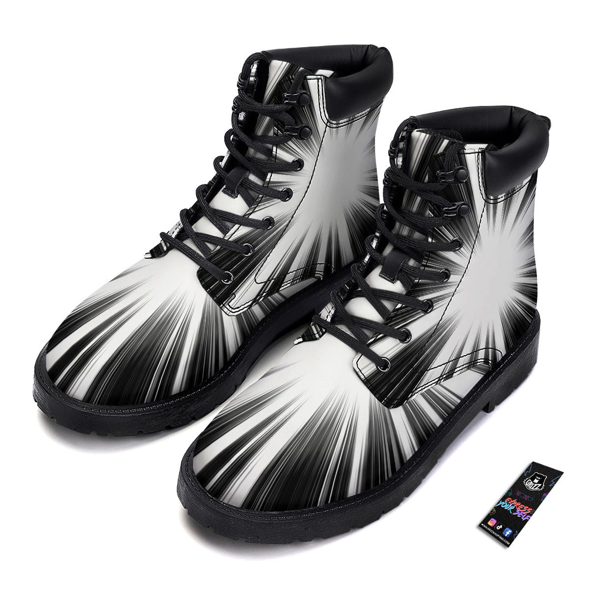 Lightspeed White And Black Print Boots-grizzshop