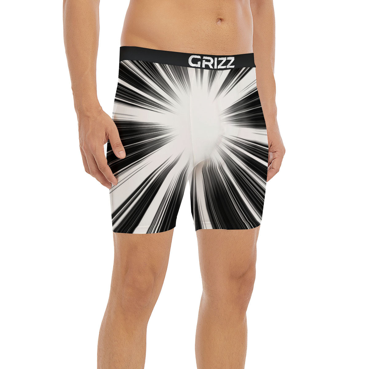 Lightspeed White And Black Print Boxer Briefs-grizzshop