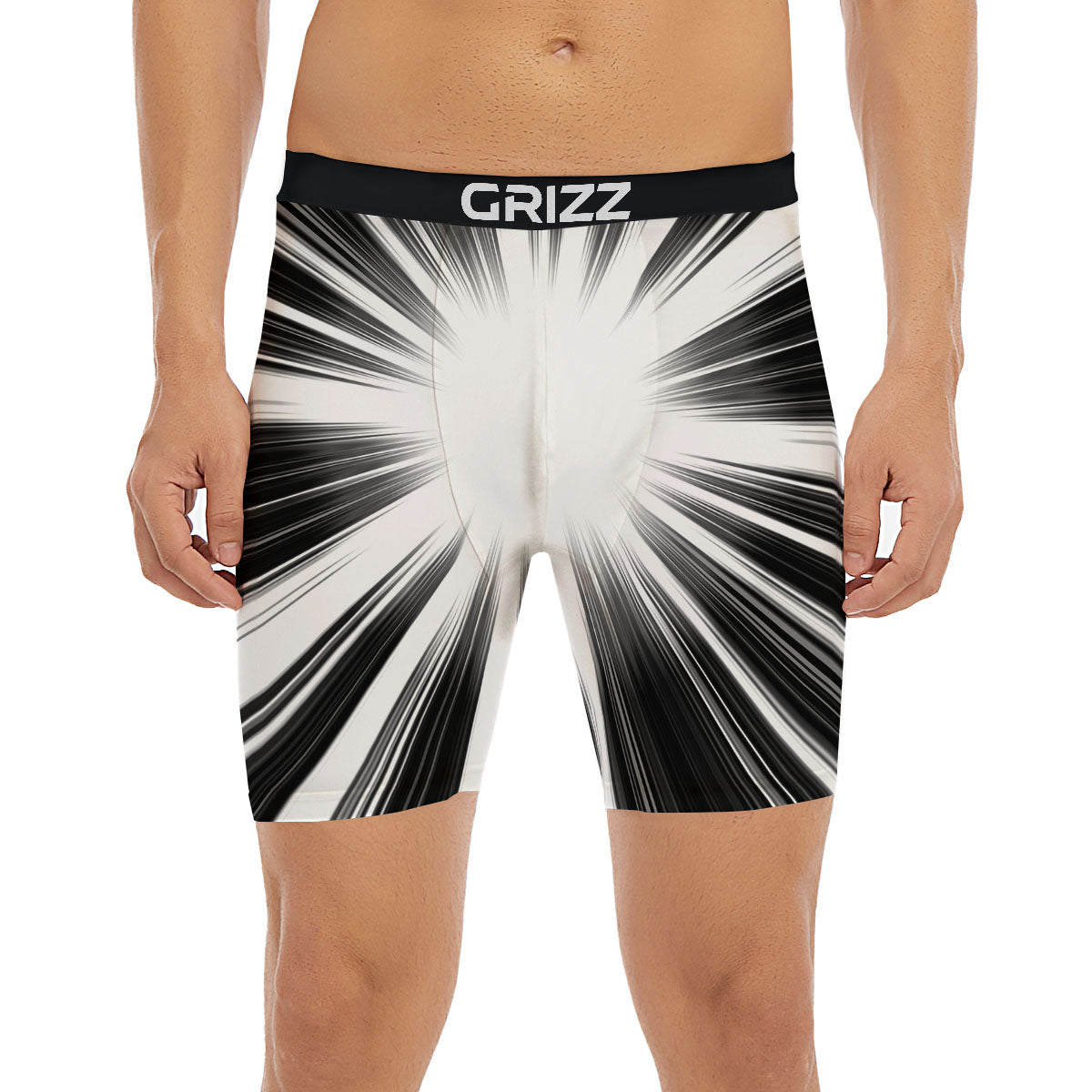 Lightspeed White And Black Print Boxer Briefs-grizzshop