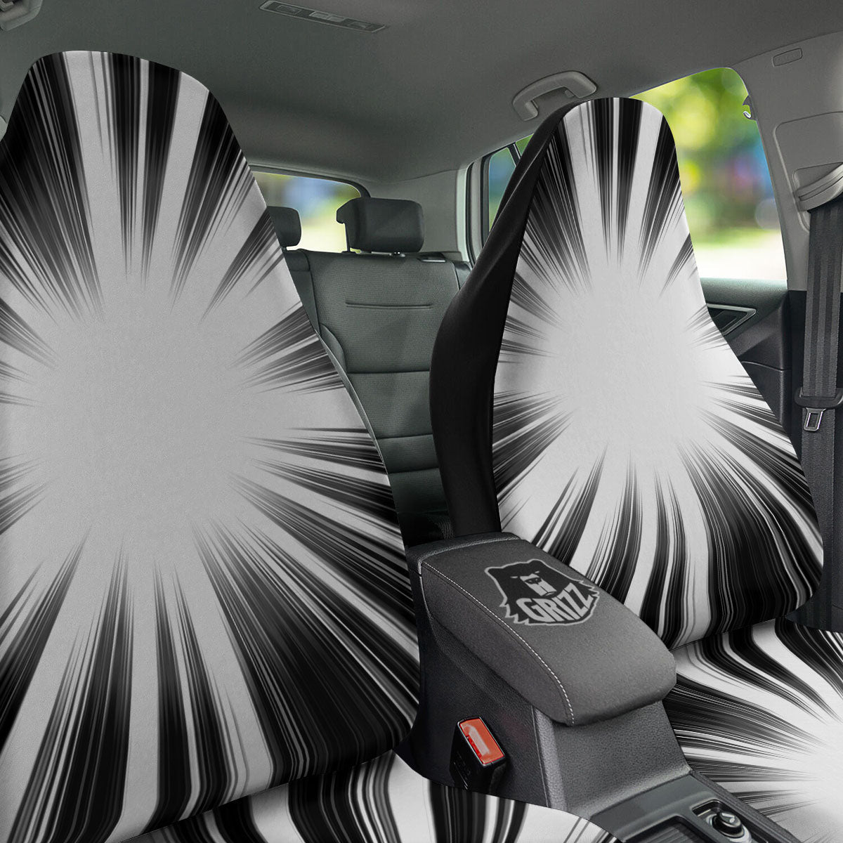 Lightspeed White And Black Print Car Seat Covers-grizzshop