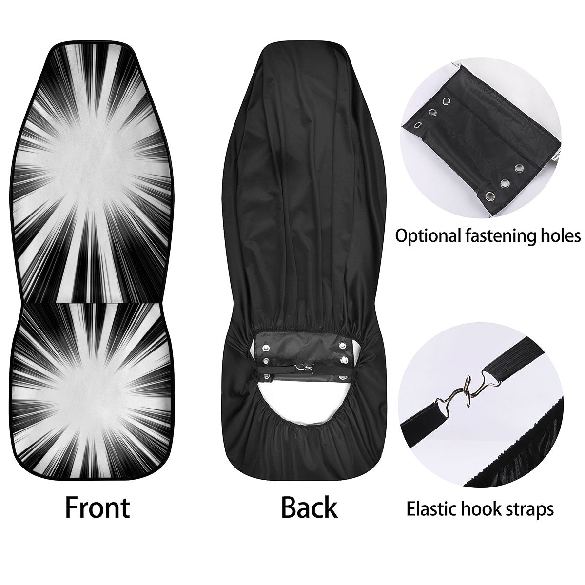 Lightspeed White And Black Print Car Seat Covers-grizzshop