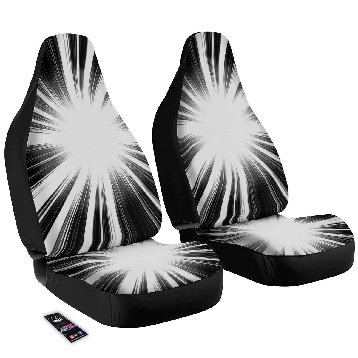 Lightspeed White And Black Print Car Seat Covers-grizzshop