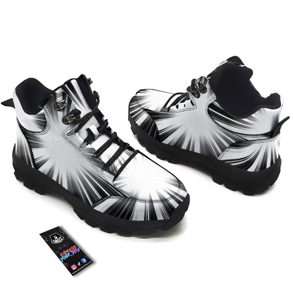 Lightspeed White And Black Print Hiking Shoes-grizzshop