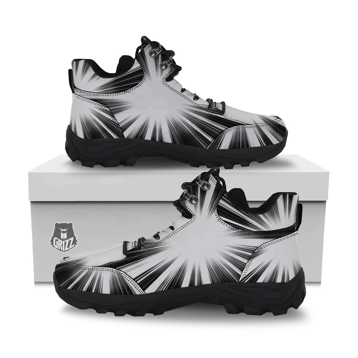 Lightspeed White And Black Print Hiking Shoes-grizzshop