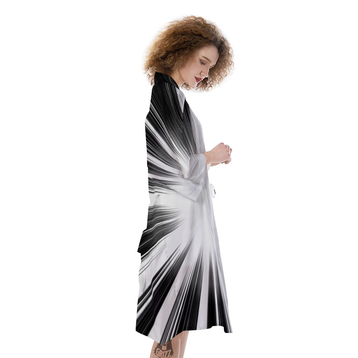 Lightspeed White And Black Print Kimono-grizzshop