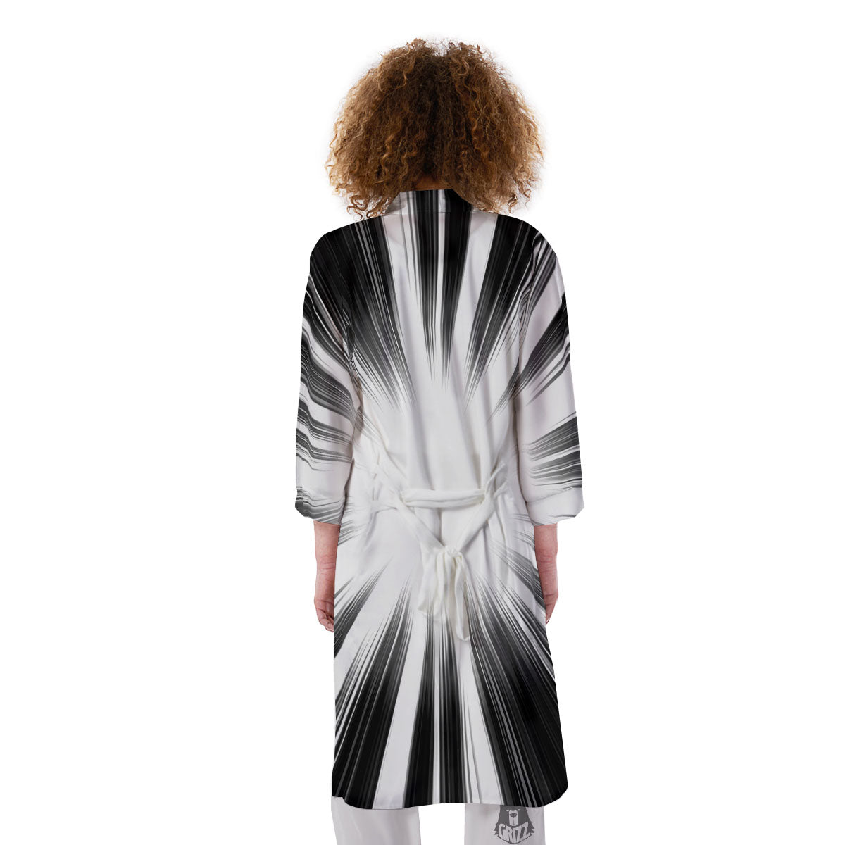 Lightspeed White And Black Print Kimono-grizzshop