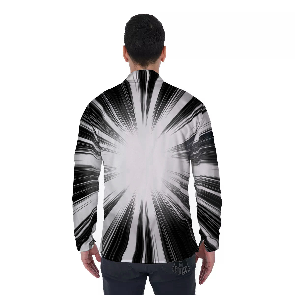 Lightspeed White And Black Print Men's Long Sleeve Shirts-grizzshop