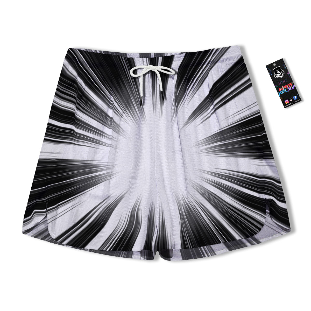 Lightspeed White And Black Print Men's Running Shorts-grizzshop
