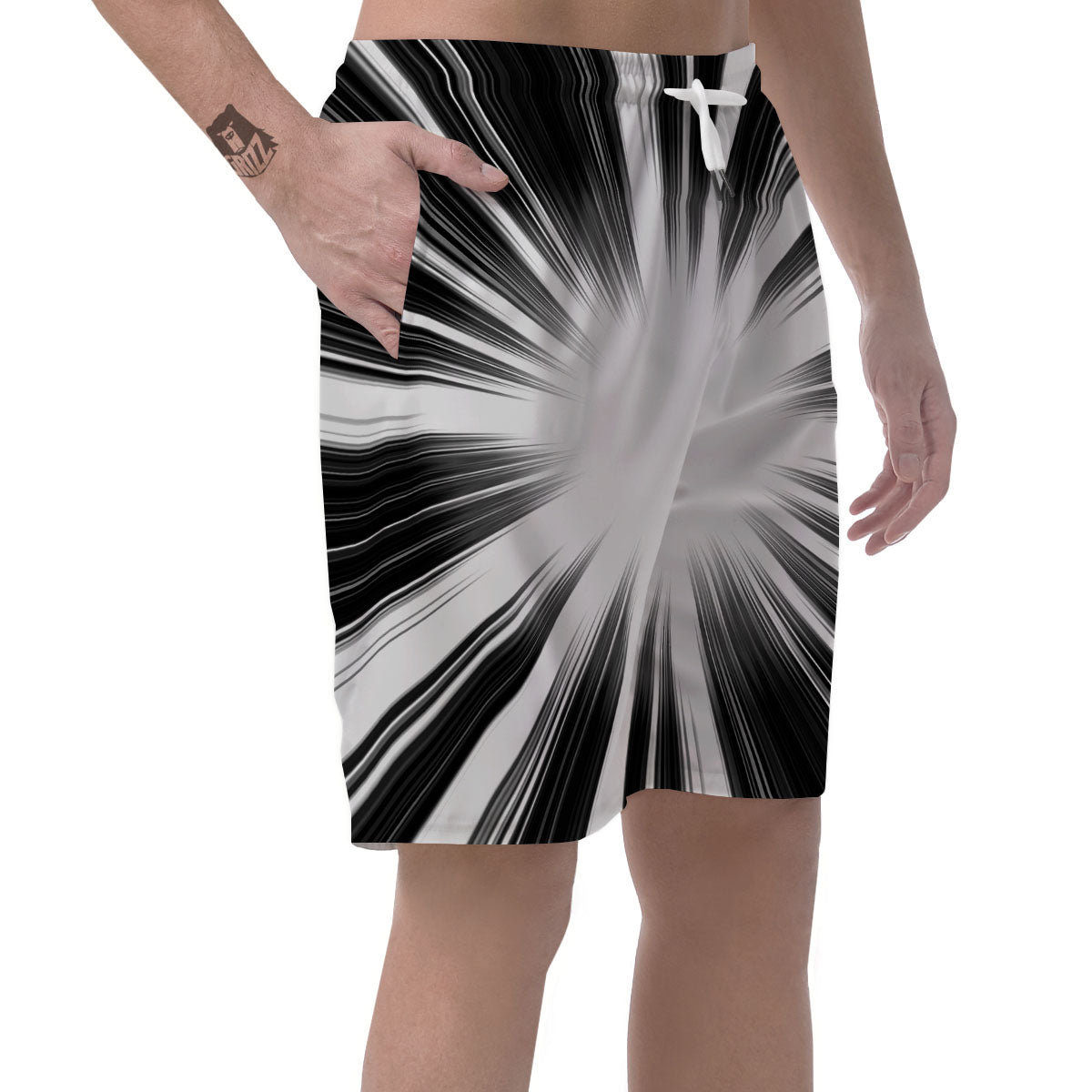 Lightspeed White And Black Print Men's Shorts-grizzshop