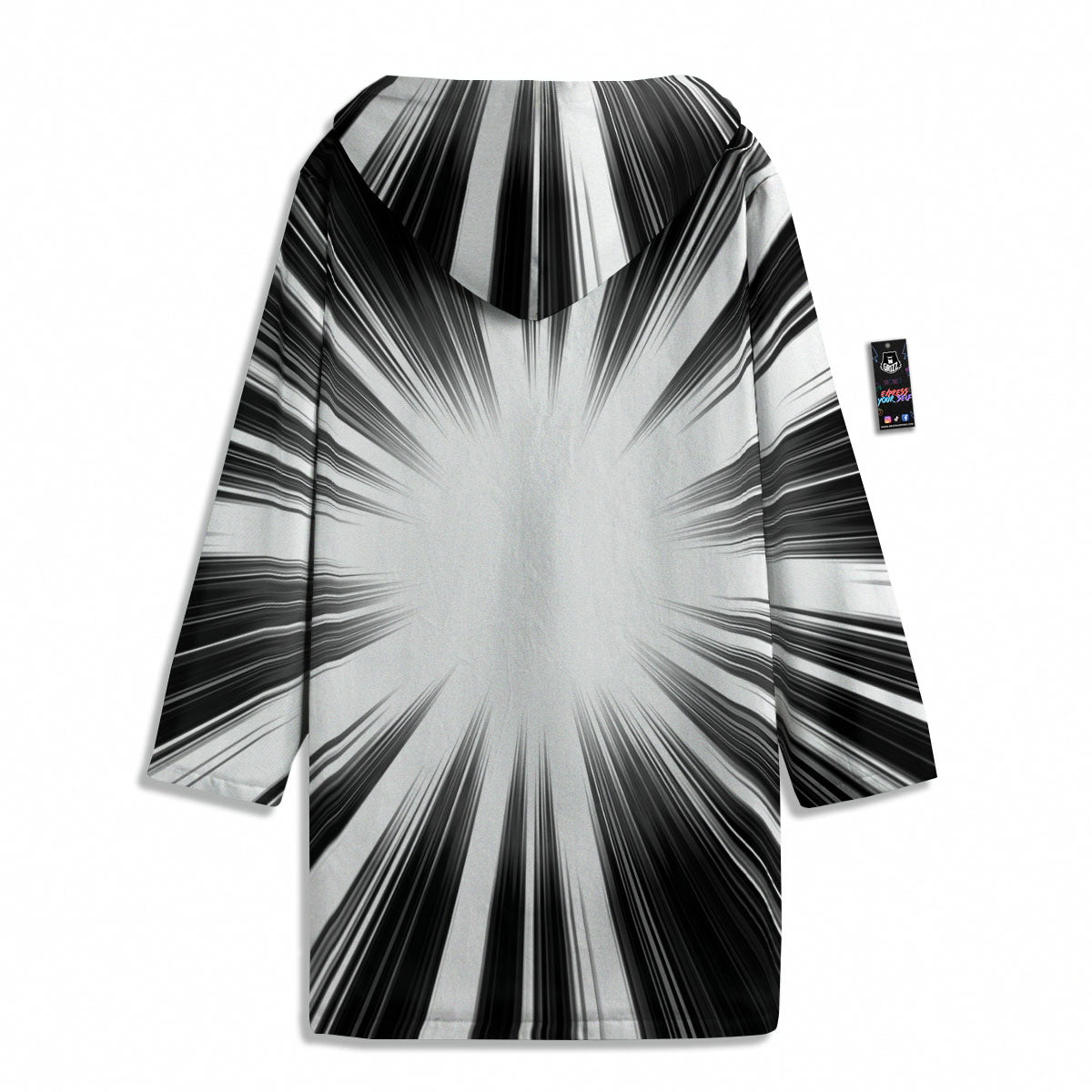 Lightspeed White And Black Print Men's Windbreaker Jacket-grizzshop