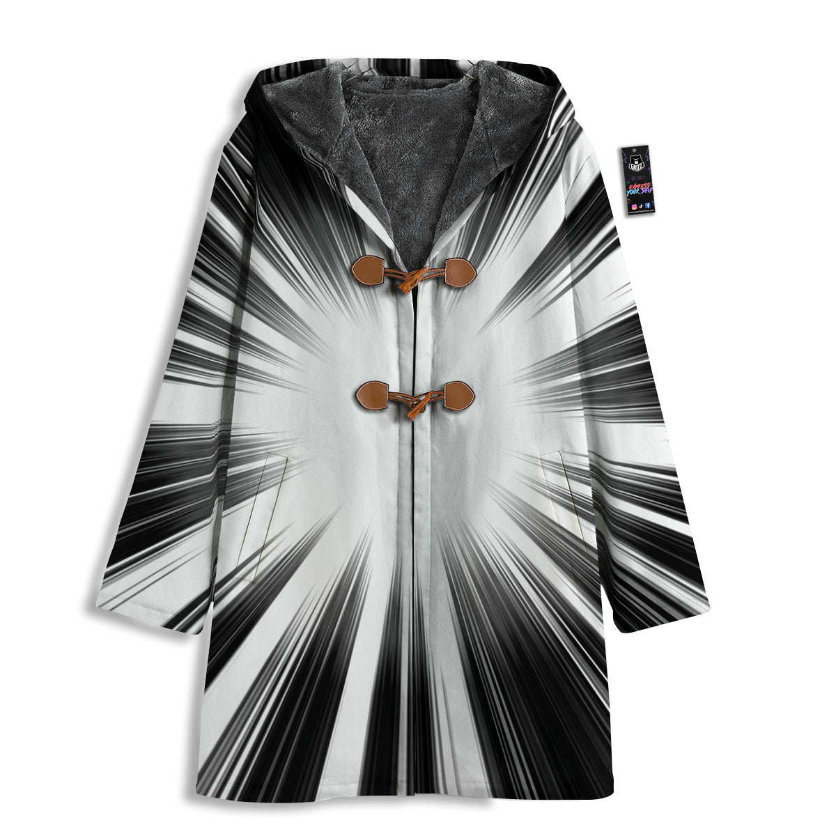 Lightspeed White And Black Print Men's Windbreaker Jacket-grizzshop