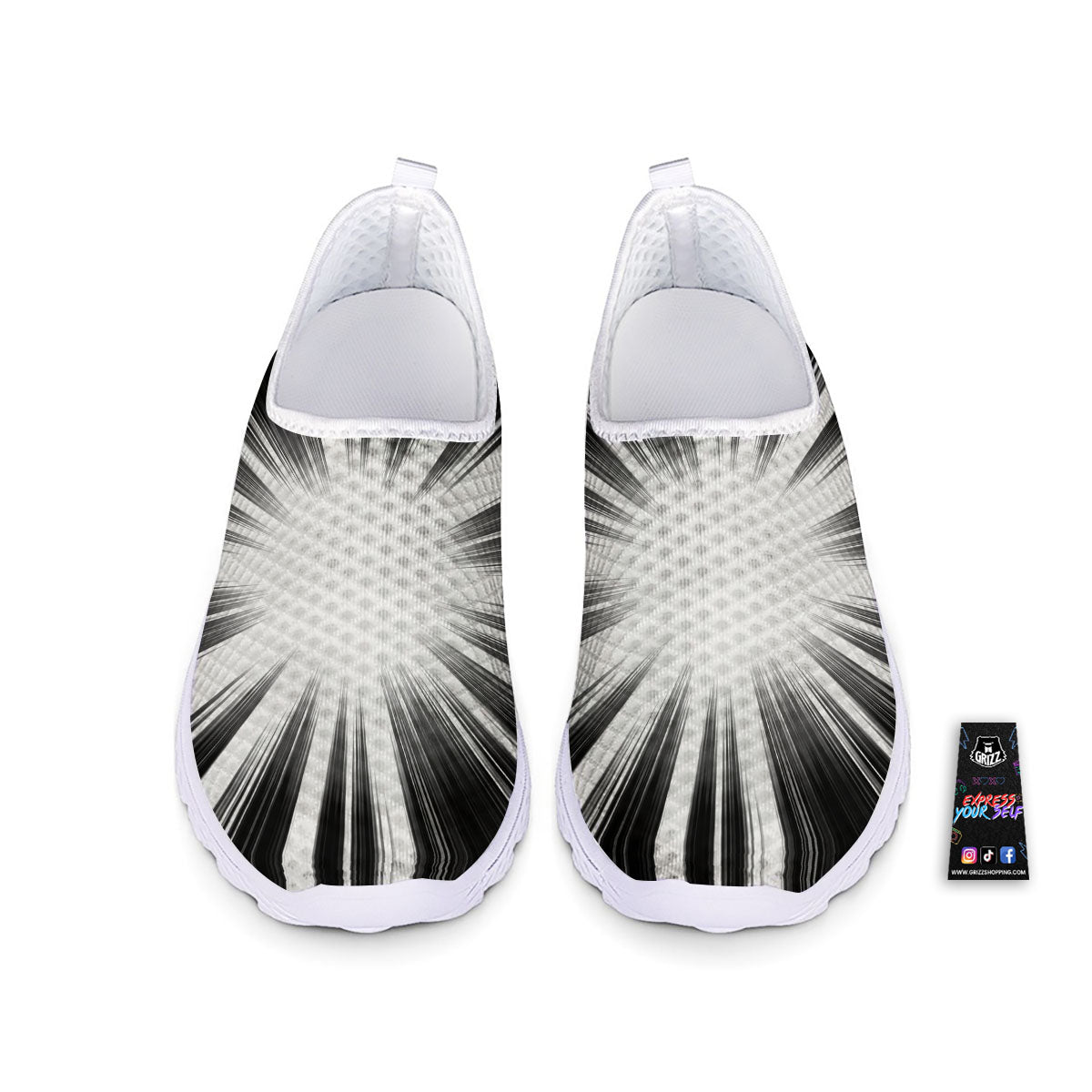 Lightspeed White And Black Print Nurse Shoes-grizzshop