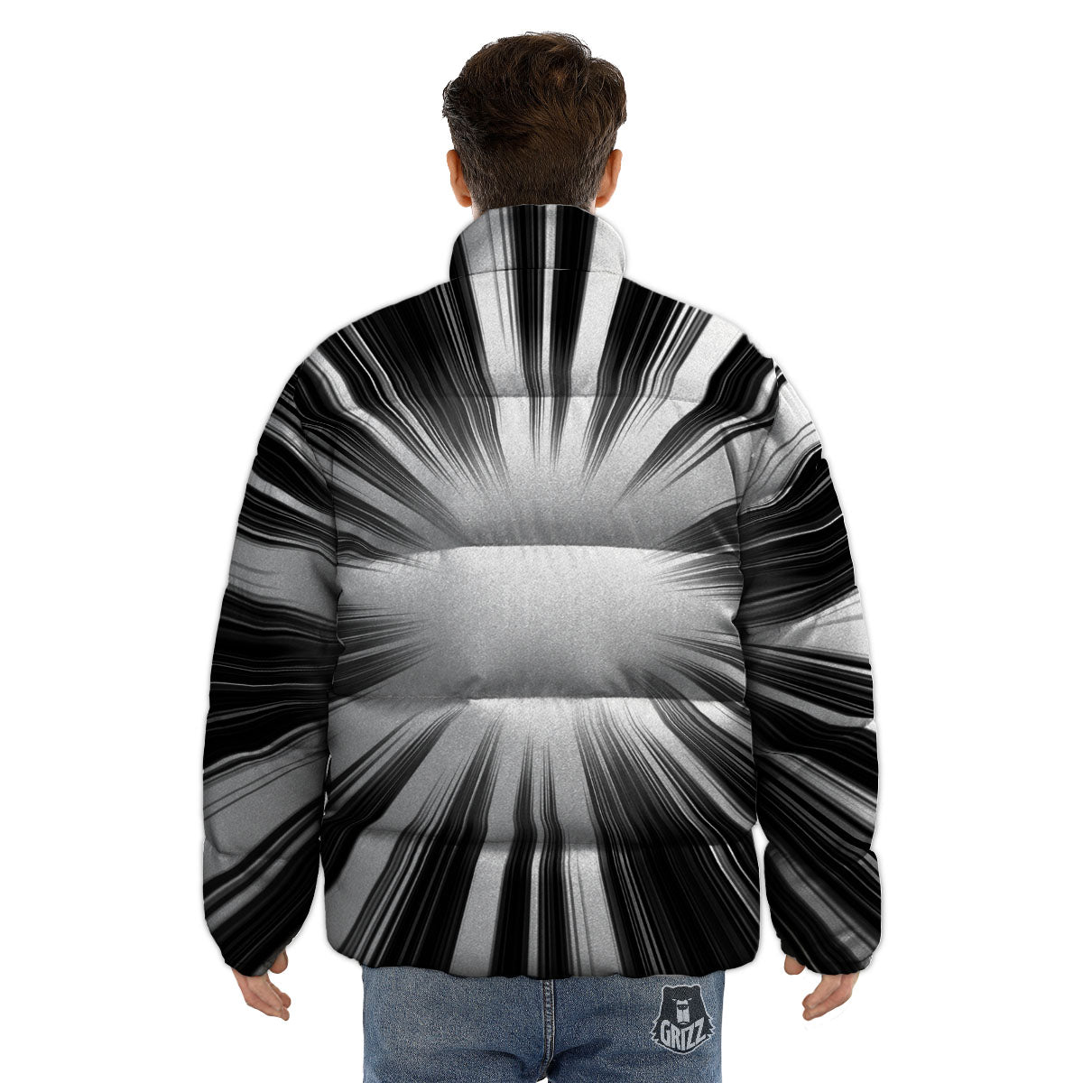 Lightspeed White And Black Print Puffer Jacket-grizzshop