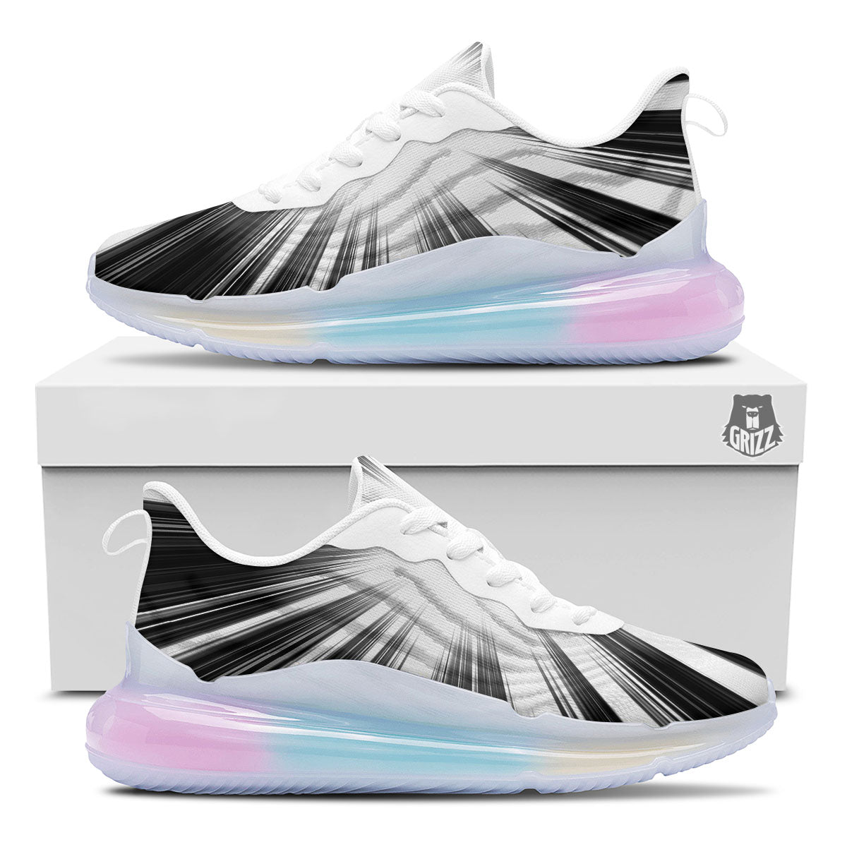 Lightspeed White And Black Print Running Sneakers-grizzshop