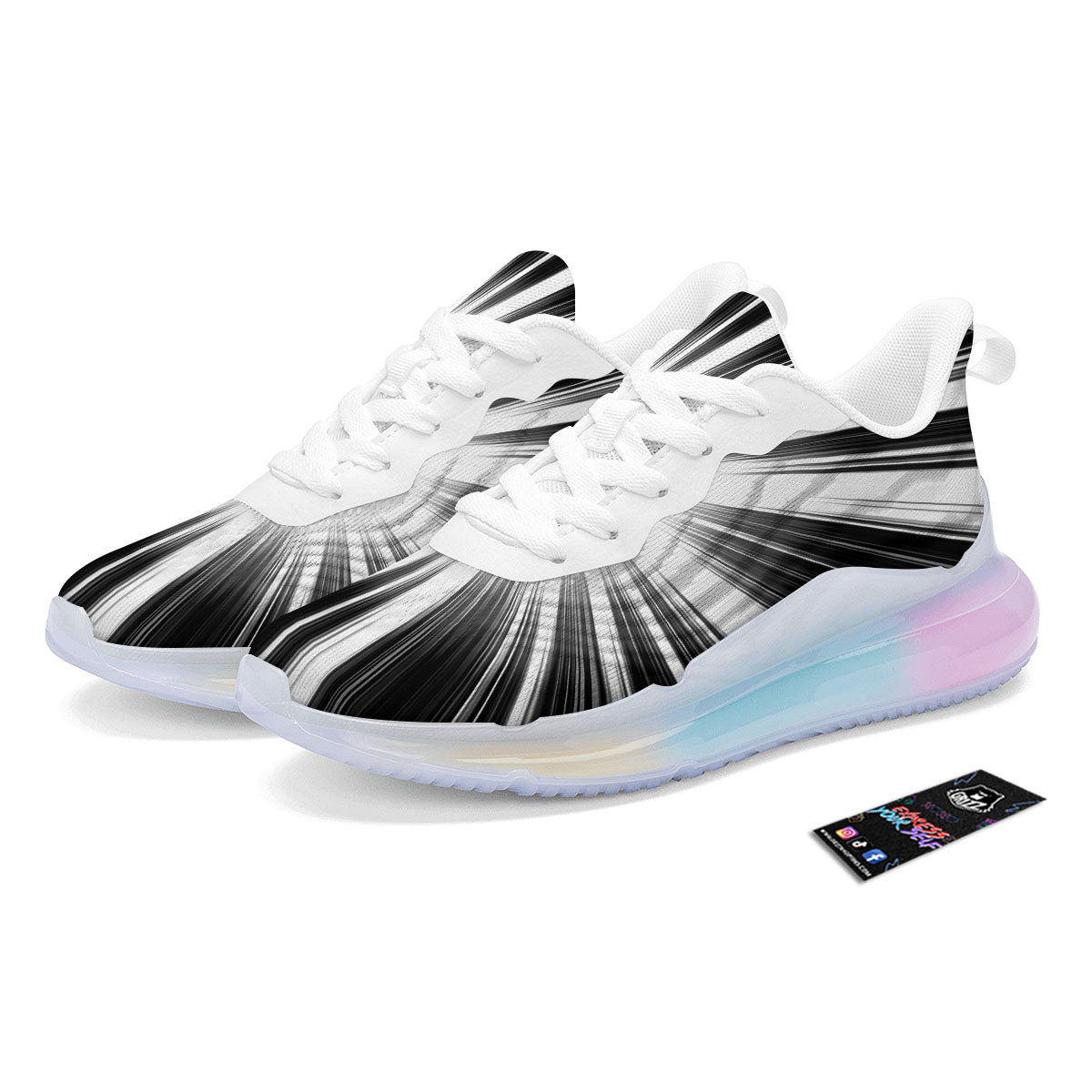 Lightspeed White And Black Print Running Sneakers-grizzshop