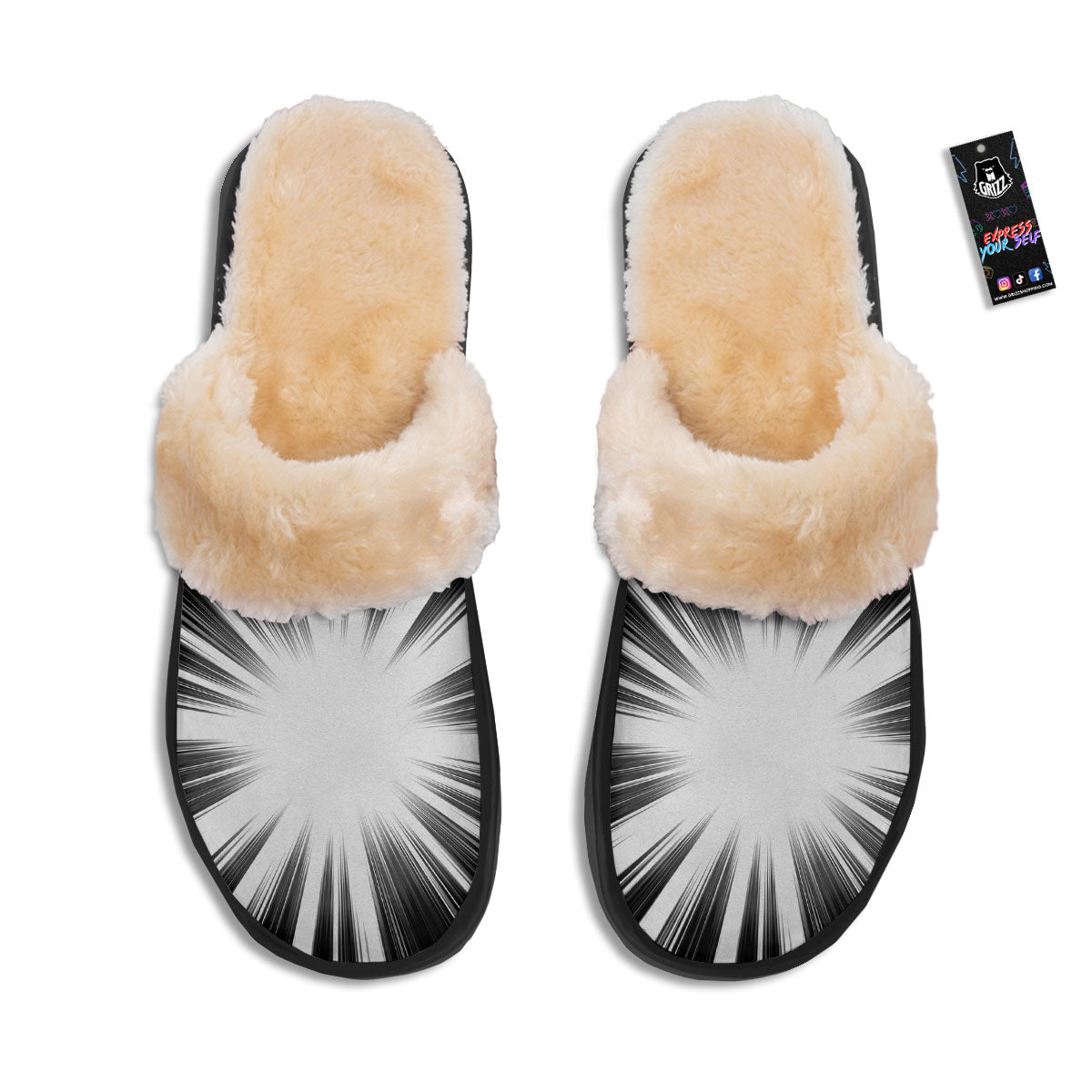 Lightspeed White And Black Print Slippers-grizzshop