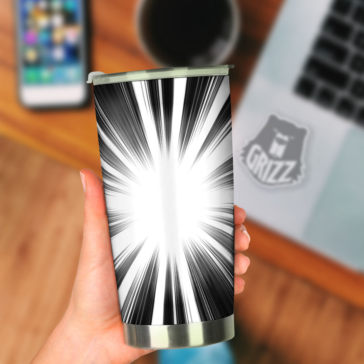 Lightspeed White And Black Print Tumbler-grizzshop
