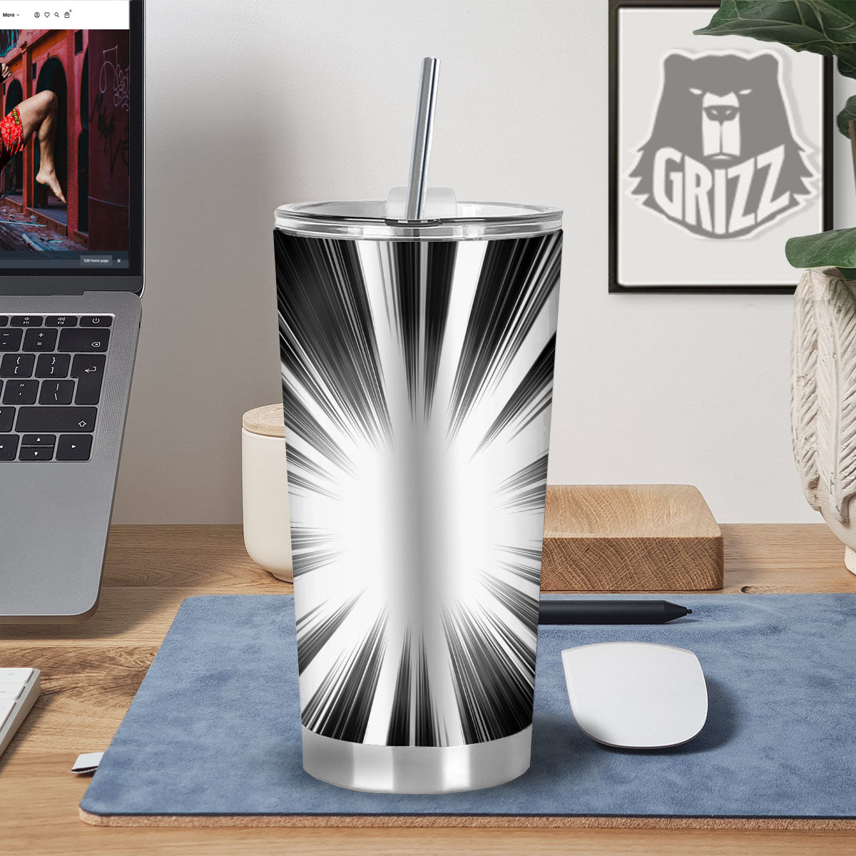 Lightspeed White And Black Print Tumbler-grizzshop