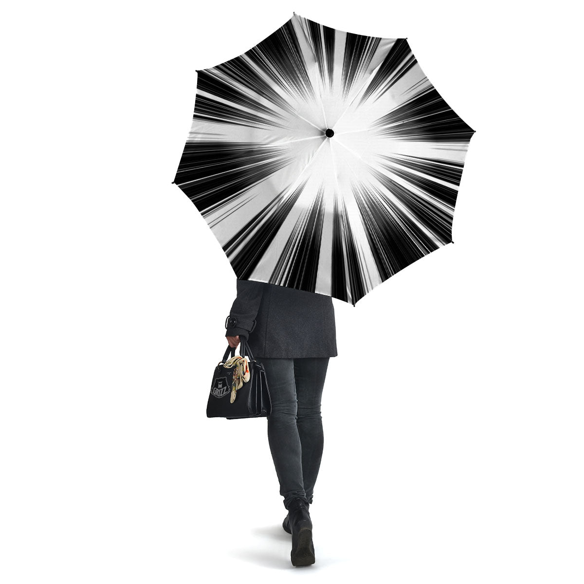 Lightspeed White And Black Print Umbrella-grizzshop