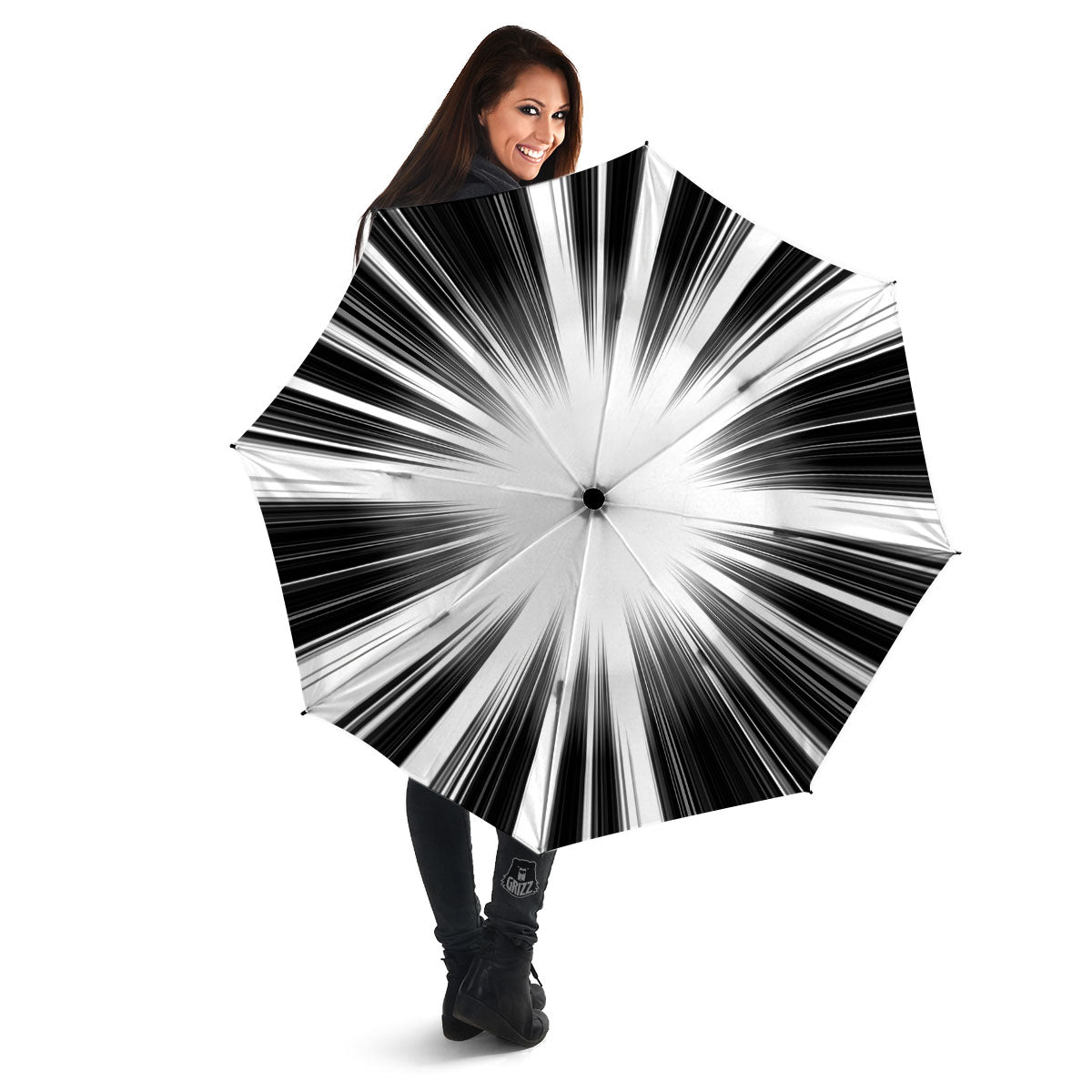 Lightspeed White And Black Print Umbrella-grizzshop