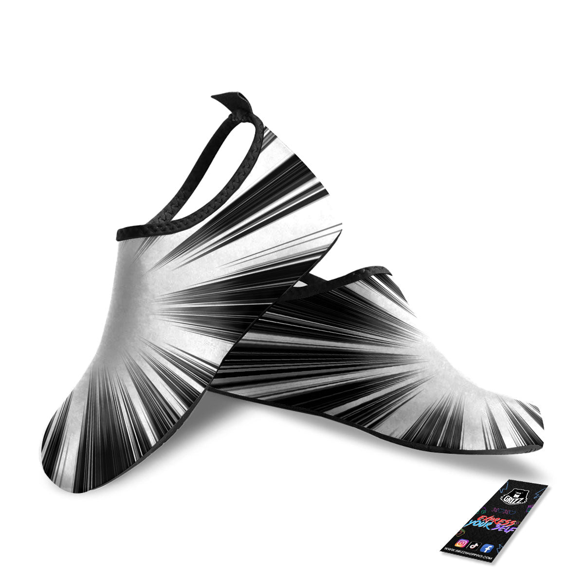 Lightspeed White And Black Print Water Shoes-grizzshop