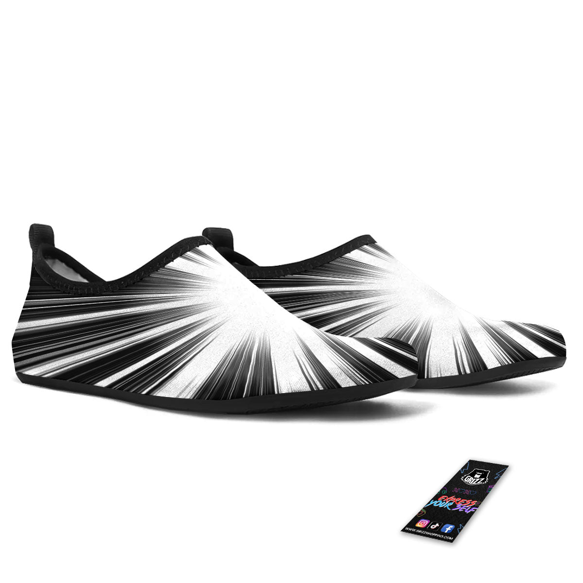 Lightspeed White And Black Print Water Shoes-grizzshop