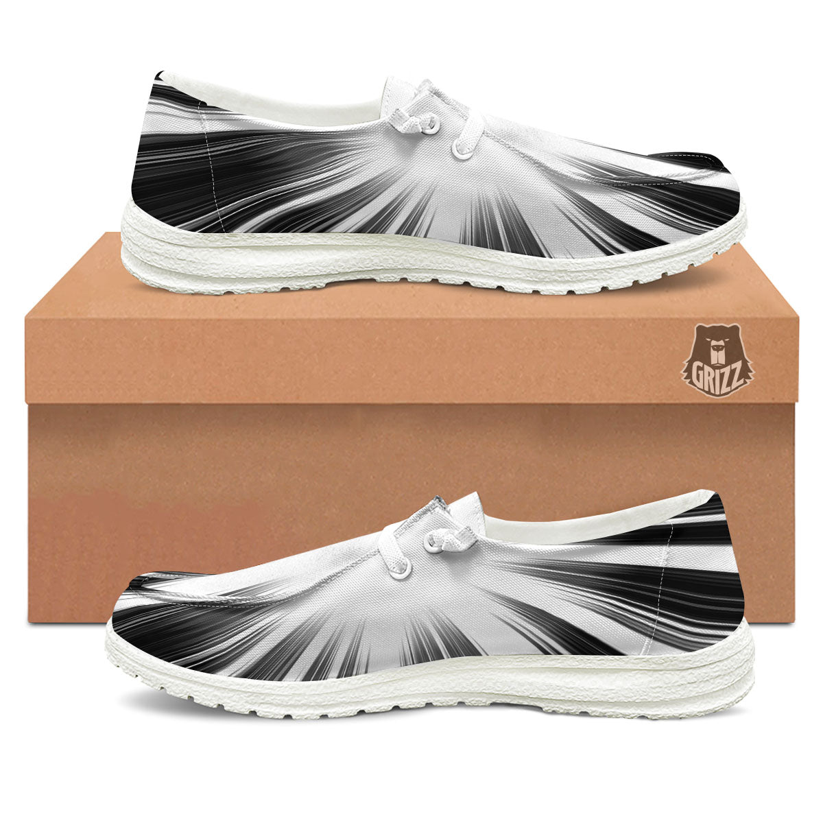 Lightspeed White And Black Print White Loafers-grizzshop