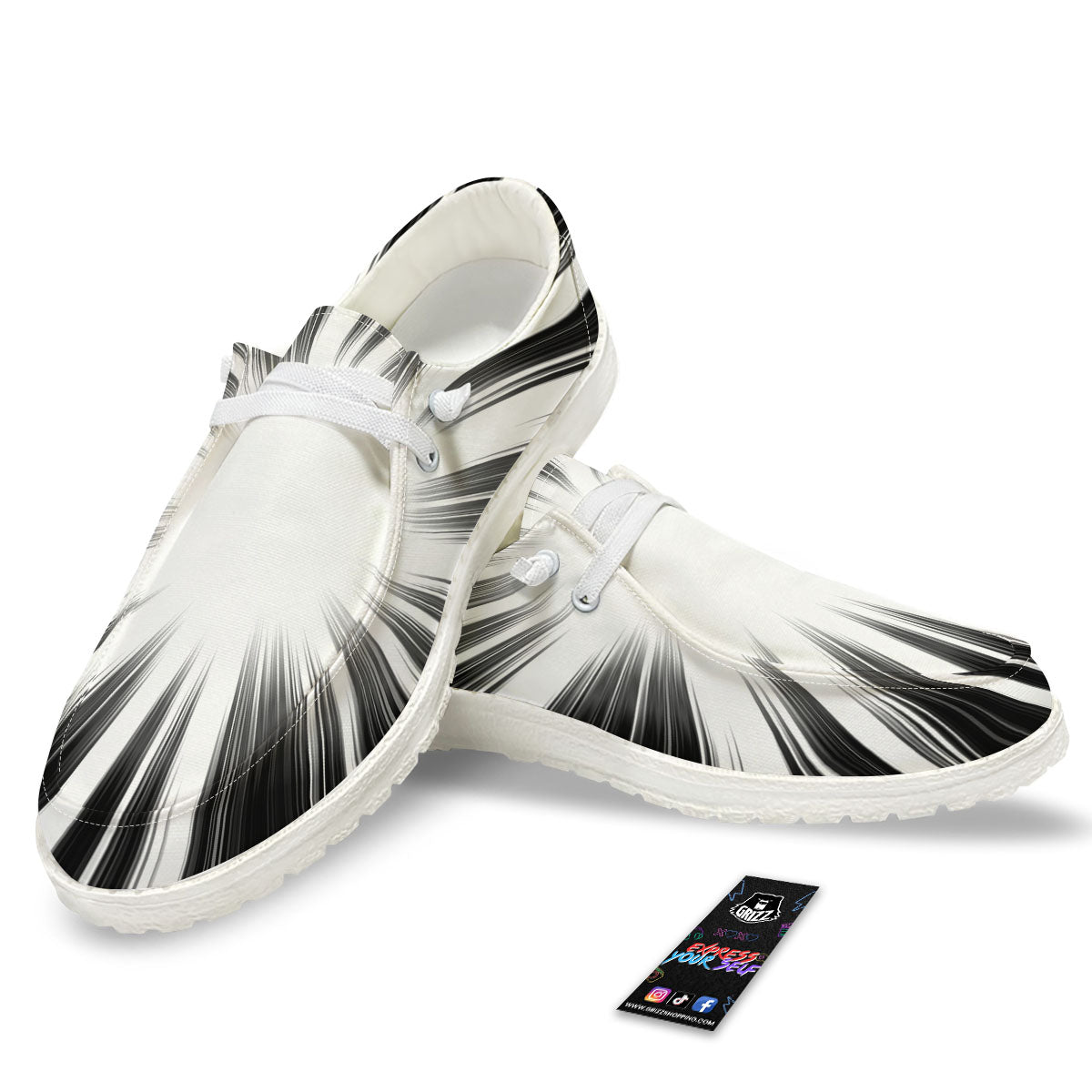 Lightspeed White And Black Print White Loafers-grizzshop