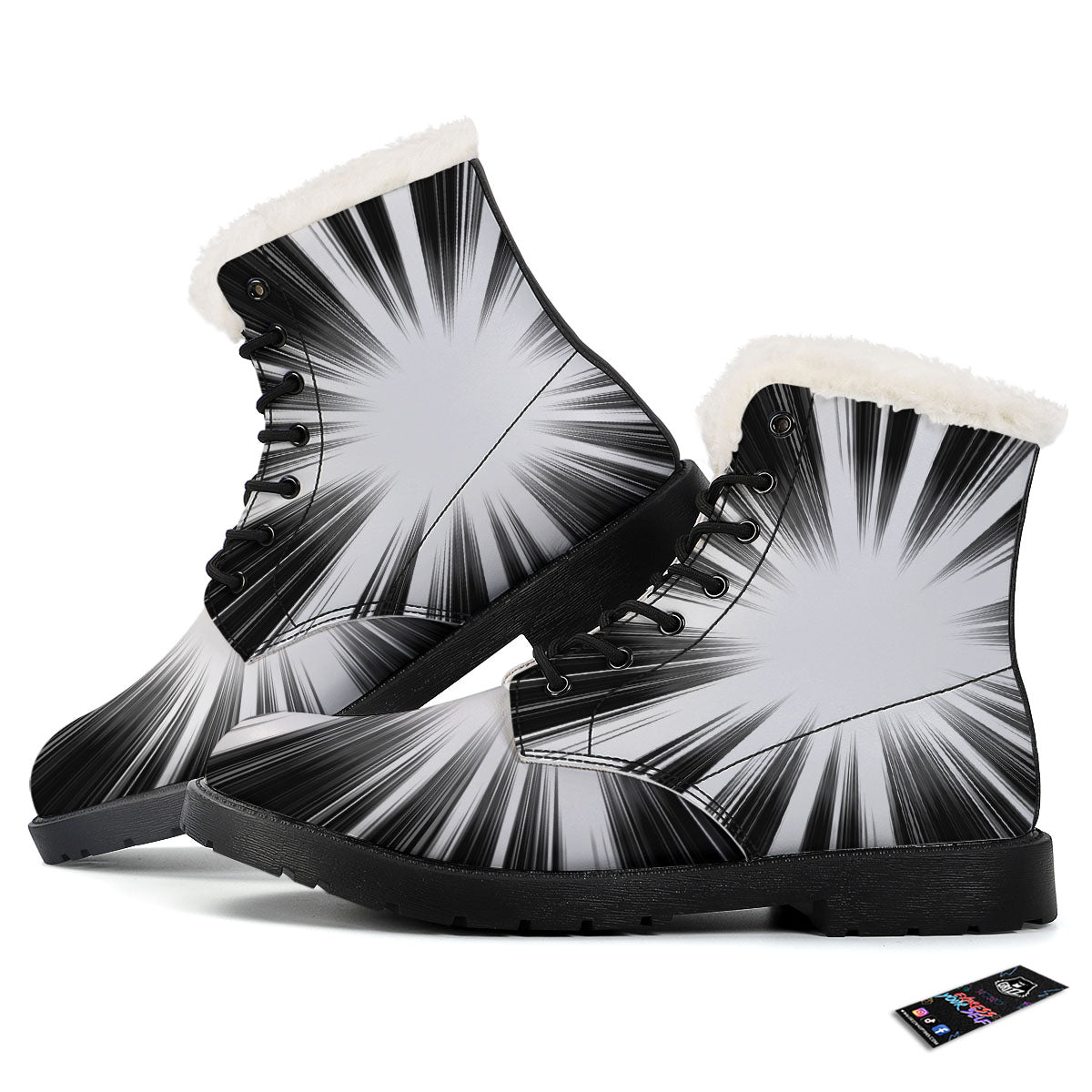 Lightspeed White And Black Print Winter Boots-grizzshop