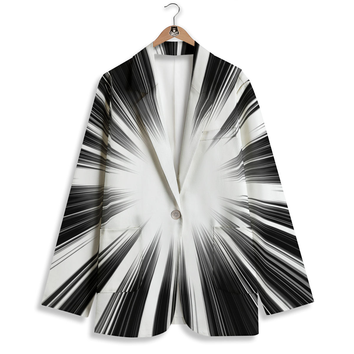 Lightspeed White And Black Print Women's Blazer-grizzshop