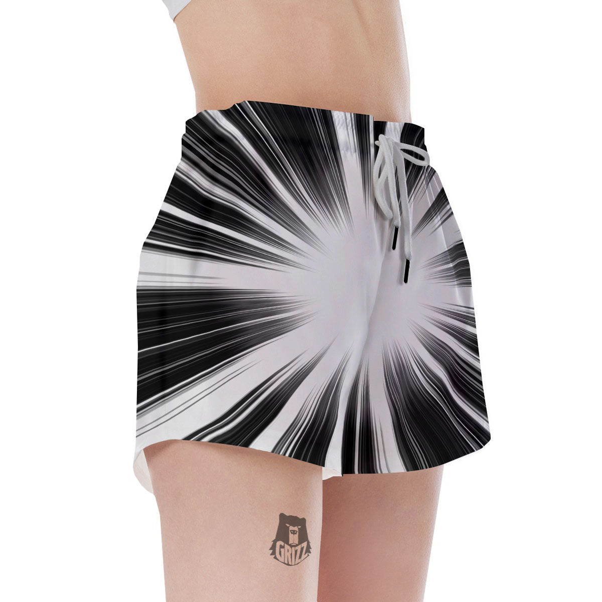 Lightspeed White And Black Print Women's Shorts-grizzshop