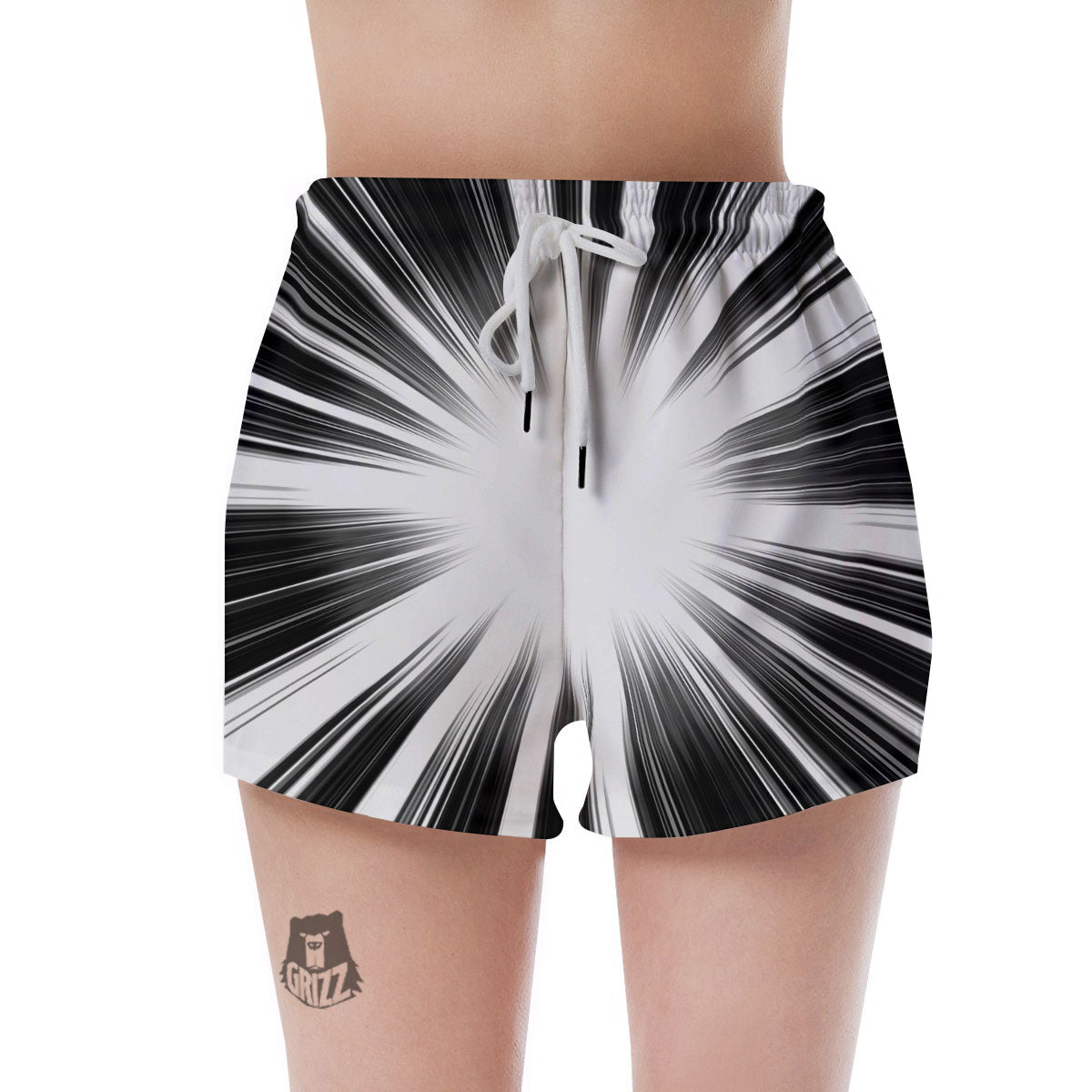 Lightspeed White And Black Print Women's Shorts-grizzshop