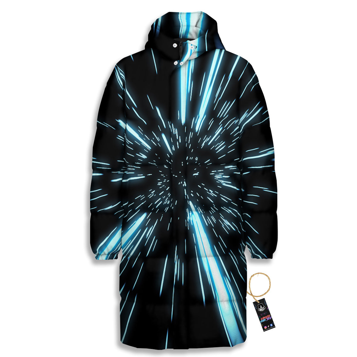 Lightspeed Blue Print Long Down Jacket